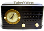 telechron radio,clock,model 8h59,tubesvalves.com,wireless,valve,bakelite,